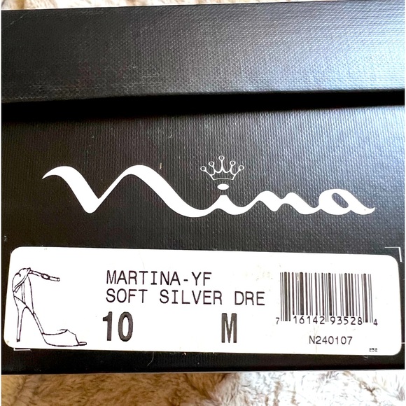 NINA Martina Soft Silver Open Toe Evening Shoes. NOT Platform Shoes - Picture 12 of 12